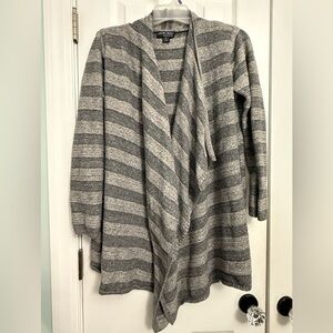 Barefoot Dreams Gray and Cream Striped Cardigan